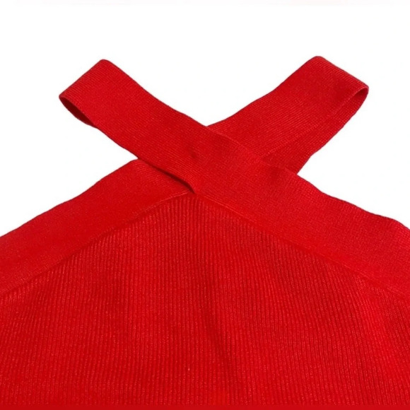 House of Harlow 1960 Red Asymmetrical Sleeveless Crop Tank Top - Picture 5 of 7